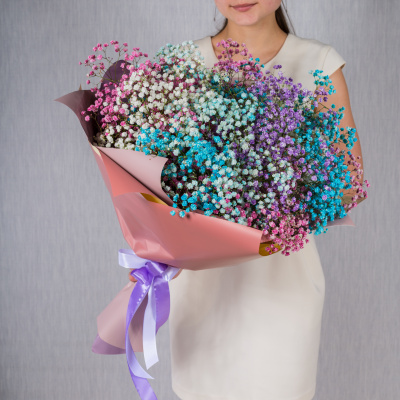 Большой букет из цветных гипсофил N 35975